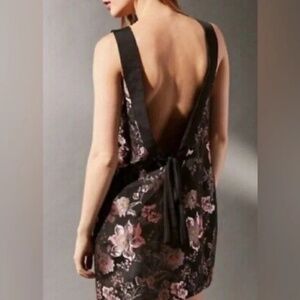 Urban Outfitters Brocade Pink and Black Metallic Floral Mini Dress - Size Small